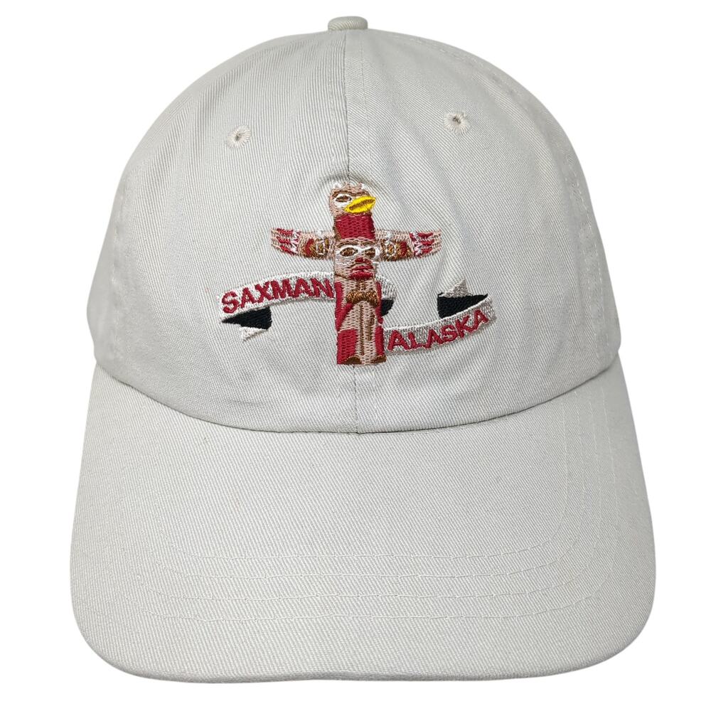 Saxman Alaska Slideback Baseball Cap Beige One Size Adjustable Arctic Circle
